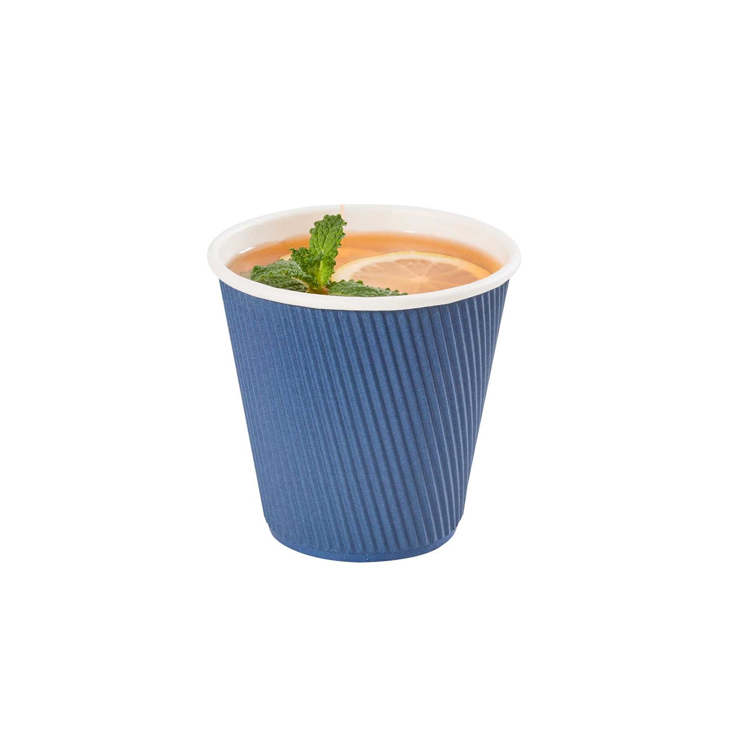 Restpresso 8 oz Midnight Blue Paper Coffee Cup - Ripple Wall - 3 1/2" x 3 1/2" x 3 1/4" - 25 count box