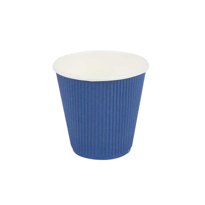 Restpresso 8 oz Midnight Blue Paper Coffee Cup - Ripple Wall - 3 1/2" x 3 1/2" x 3 1/4" - 25 count box