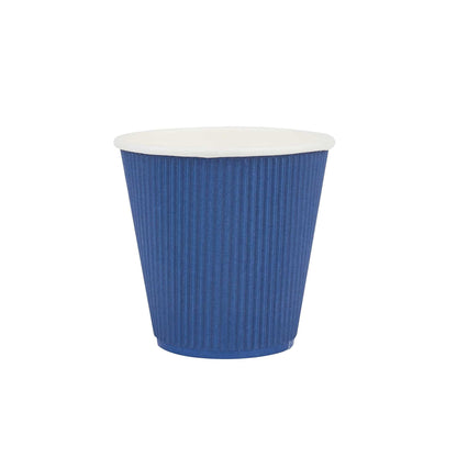 Restpresso 8 oz Midnight Blue Paper Coffee Cup - Ripple Wall - 3 1/2" x 3 1/2" x 3 1/4" - 25 count box