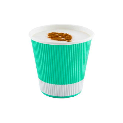 Restpresso 8 oz Light Green Paper Coffee Cup - Ripple Wall - 3 1/2" x 3 1/2" x 3 1/4" - 25 count box