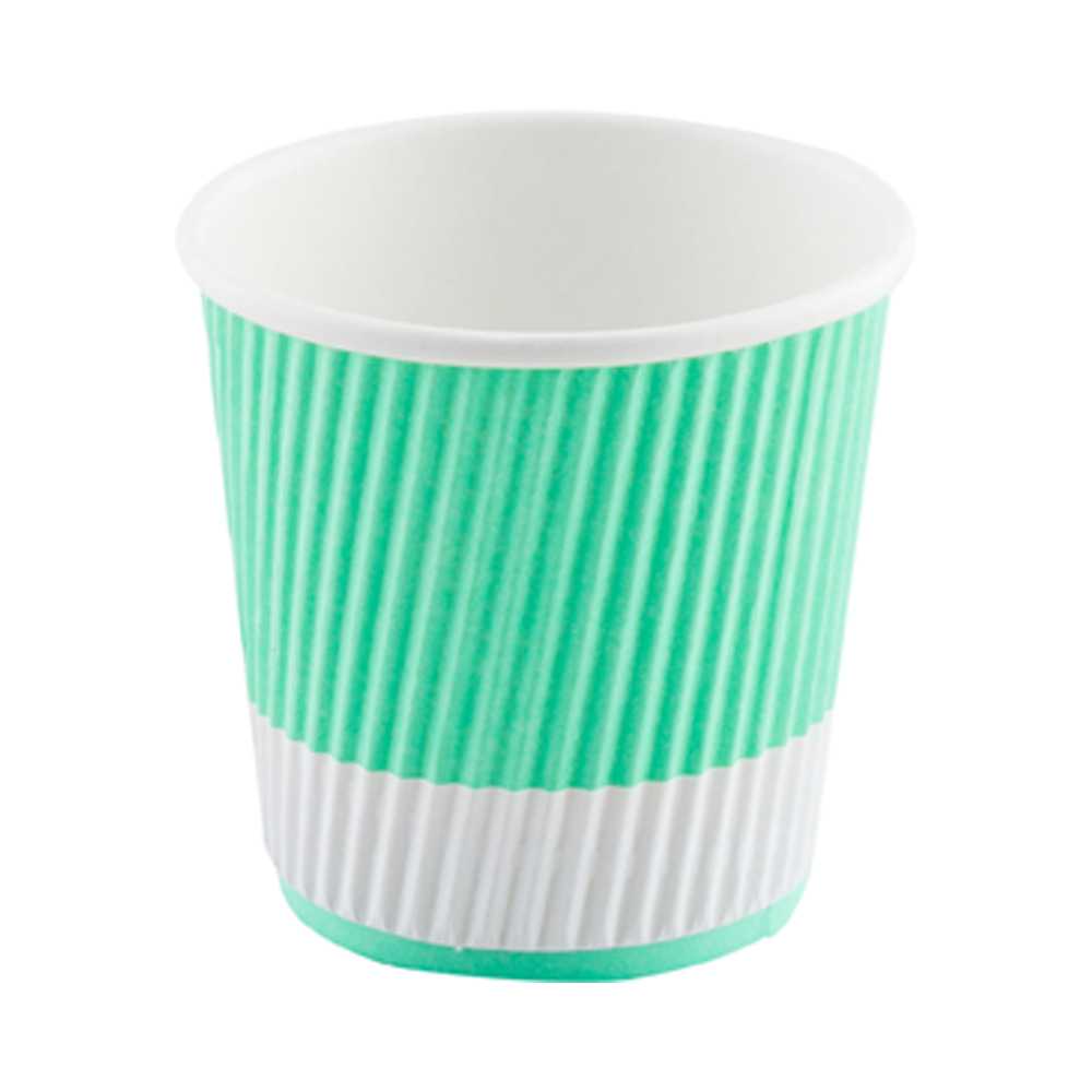 Restpresso 8 oz Light Green Paper Coffee Cup - Ripple Wall - 3 1/2" x 3 1/2" x 3 1/4" - 500 count box