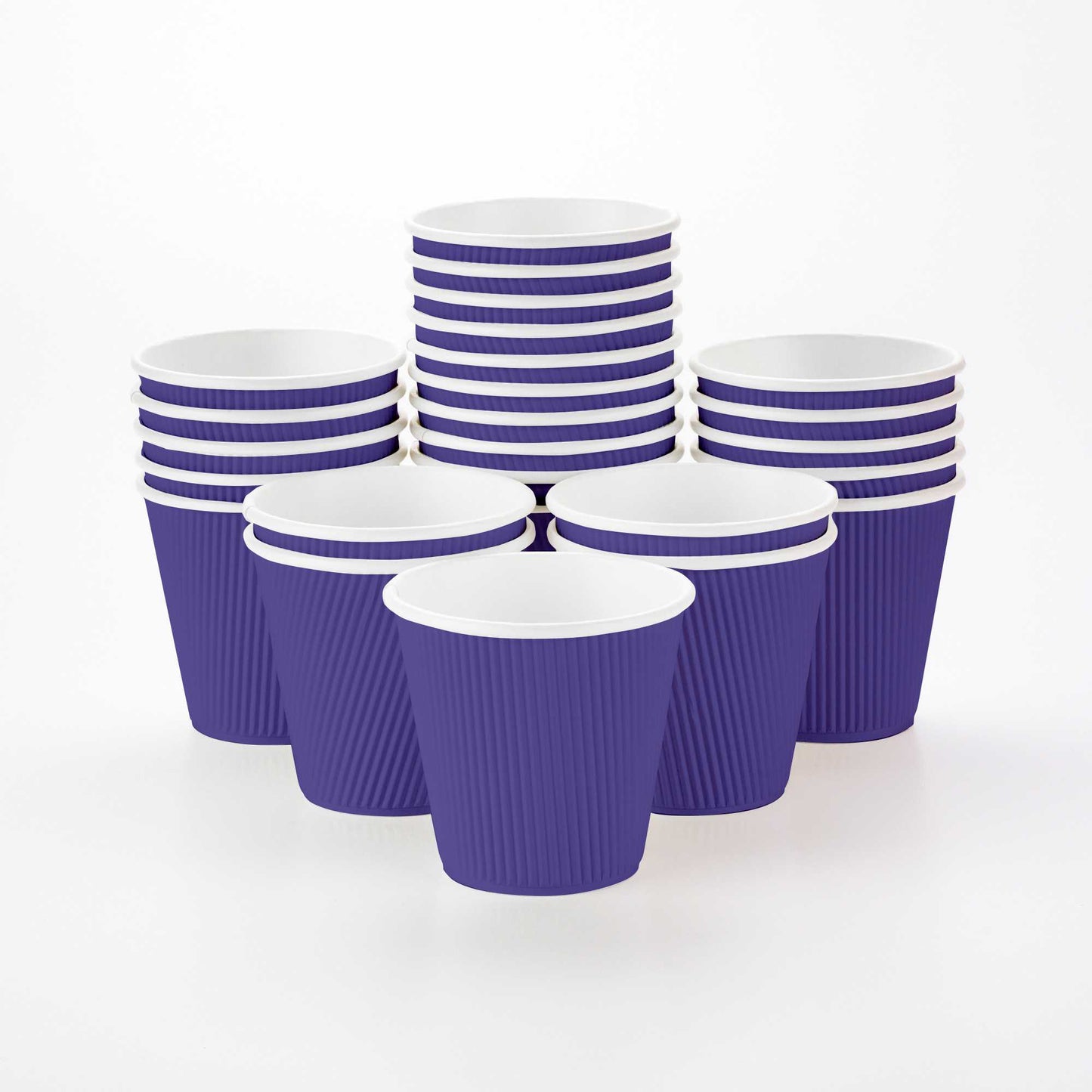 Restpresso 8 oz Royal Purple Paper Coffee Cup - Ripple Wall - 3 1/2" x 3 1/2" x 3 1/4" - 25 count box