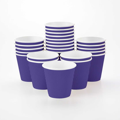 Restpresso 8 oz Royal Purple Paper Coffee Cup - Ripple Wall - 3 1/2" x 3 1/2" x 3 1/4" - 25 count box
