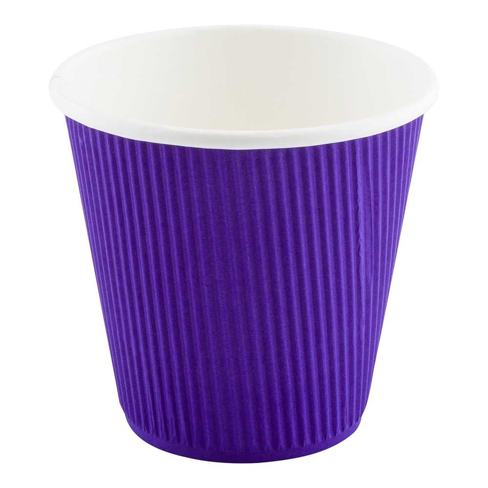 Restpresso 8 oz Royal Purple Paper Coffee Cup - Ripple Wall - 3 1/2" x 3 1/2" x 3 1/4" - 25 count box