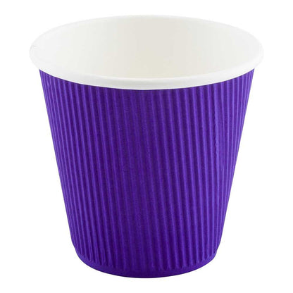 Restpresso 8 oz Royal Purple Paper Coffee Cup - Ripple Wall - 3 1/2" x 3 1/2" x 3 1/4" - 500 count box