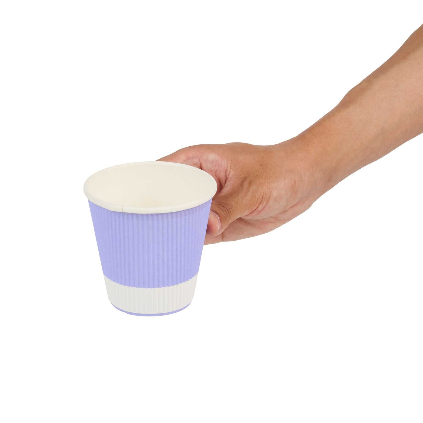 Restpresso 8 oz Light Purple Paper Coffee Cup - Ripple Wall - 3 1/2" x 3 1/2" x 3 1/4" - 25 count box
