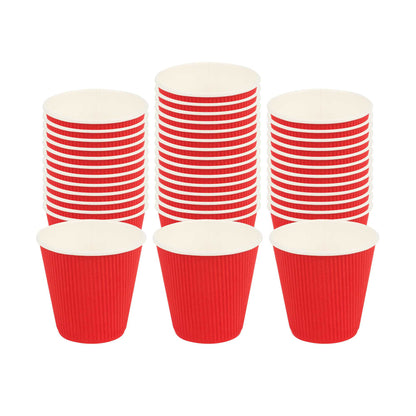 Restpresso 8 oz Red Paper Coffee Cup - Ripple Wall - 3 1/2" x 3 1/2" x 3 1/4" - 500 count box