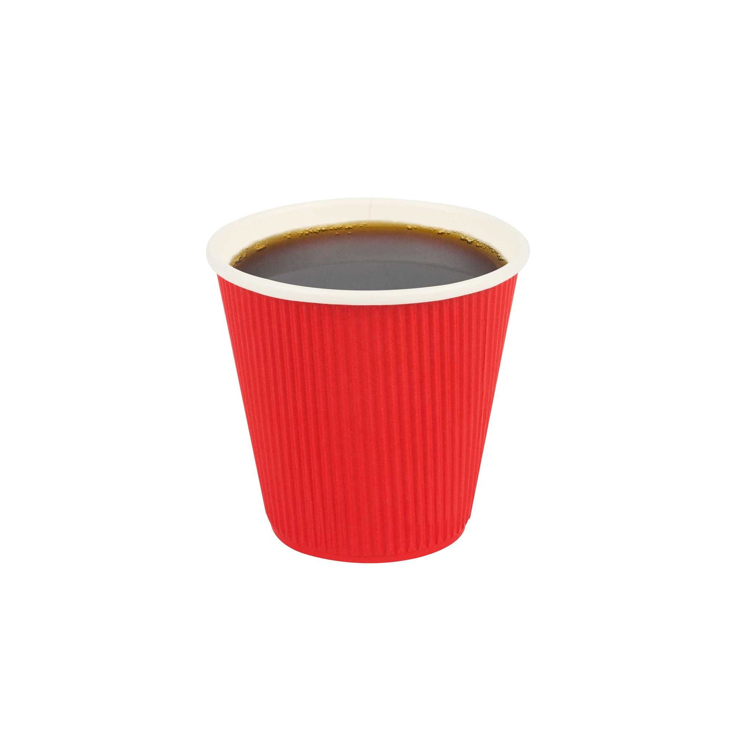 Restpresso 8 oz Red Paper Coffee Cup - Ripple Wall - 3 1/2" x 3 1/2" x 3 1/2" - 25 count box