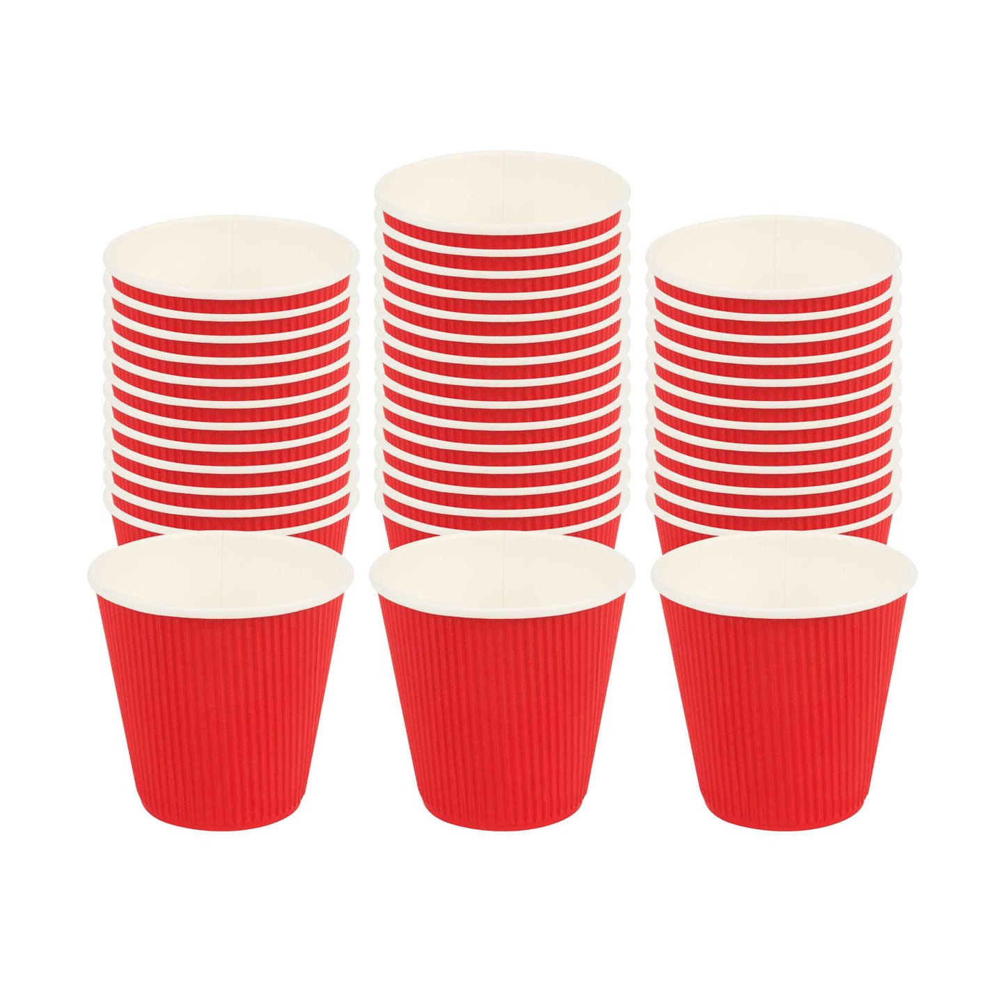 Restpresso 8 oz Red Paper Coffee Cup - Ripple Wall - 3 1/2" x 3 1/2" x 3 1/2" - 25 count box