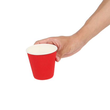 Restpresso 8 oz Red Paper Coffee Cup - Ripple Wall - 3 1/2" x 3 1/2" x 3 1/2" - 25 count box