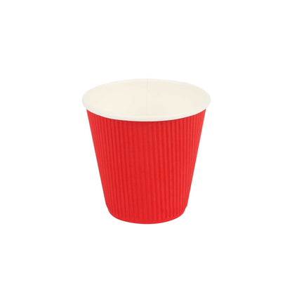 Restpresso 8 oz Red Paper Coffee Cup - Ripple Wall - 3 1/2" x 3 1/2" x 3 1/2" - 25 count box