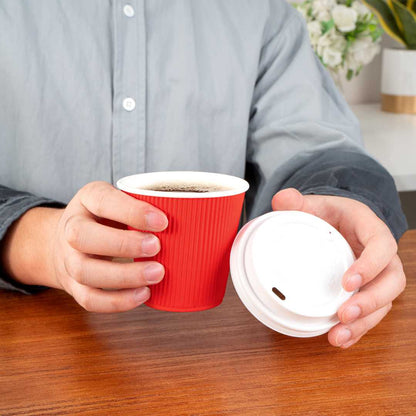 Restpresso 8 oz Red Paper Coffee Cup - Ripple Wall - 3 1/2" x 3 1/2" x 3 1/2" - 25 count box
