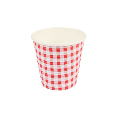 Restpresso 8 oz Picnic Print Paper Coffee Cup - Spiral Wall - 3 1/2" x 3 1/2" x 3 1/4" - 25 count box