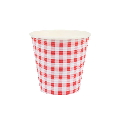 Restpresso 8 oz Picnic Print Paper Coffee Cup - Spiral Wall - 3 1/2" x 3 1/2" x 3 1/4" - 500 count box