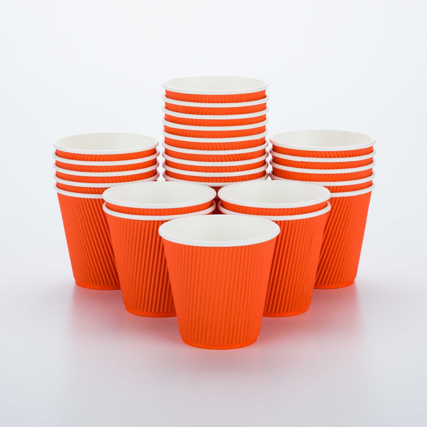 Restpresso 8 oz Tangerine Orange Paper Coffee Cup - Ripple Wall - 3 1/2" x 3 1/2" x 3 1/4" - 25 count box
