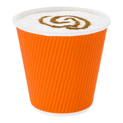 Restpresso 8 oz Tangerine Orange Paper Coffee Cup - Ripple Wall - 3 1/2" x 3 1/2" x 3 1/4" - 25 count box