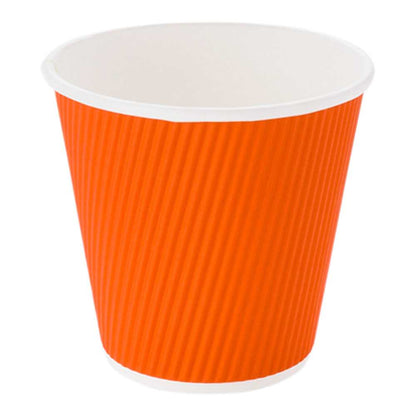 Restpresso 8 oz Tangerine Orange Paper Coffee Cup - Ripple Wall - 3 1/2" x 3 1/2" x 3 1/4" - 25 count box