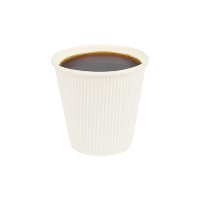 Restpresso 8 oz White Paper Coffee Cup - Ripple Wall - 3 1/2" x 3 1/2" x 3 1/4" - 500 count box
