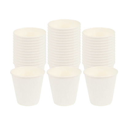 Restpresso 8 oz White Paper Coffee Cup - Ripple Wall - 3 1/2" x 3 1/2" x 3 1/4" - 500 count box