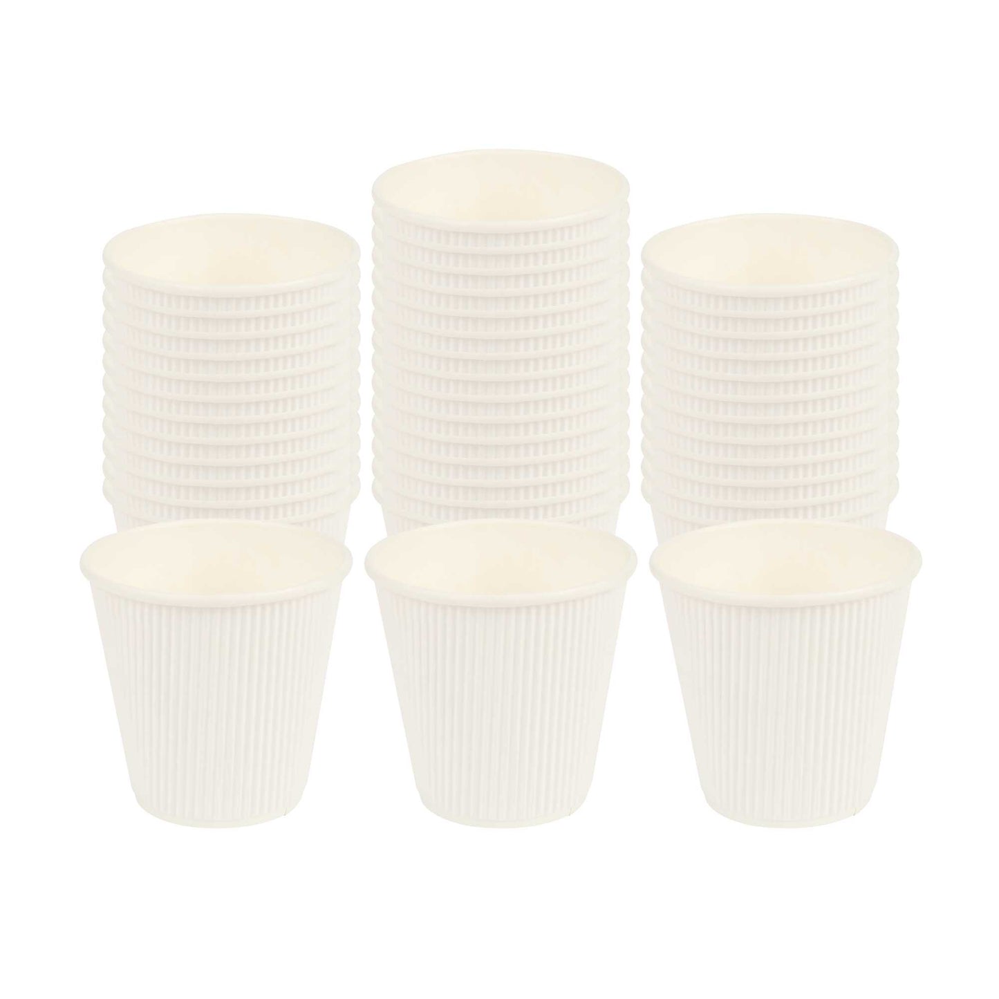 Restpresso 8 oz White Paper Coffee Cup - Ripple Wall - 3 1/2" x 3 1/2" x 3 1/4" - 25 count box
