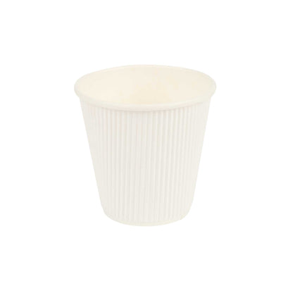 Restpresso 8 oz White Paper Coffee Cup - Ripple Wall - 3 1/2" x 3 1/2" x 3 1/4" - 25 count box