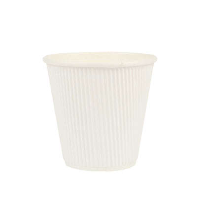 Restpresso 8 oz White Paper Coffee Cup - Ripple Wall - 3 1/2" x 3 1/2" x 3 1/4" - 25 count box