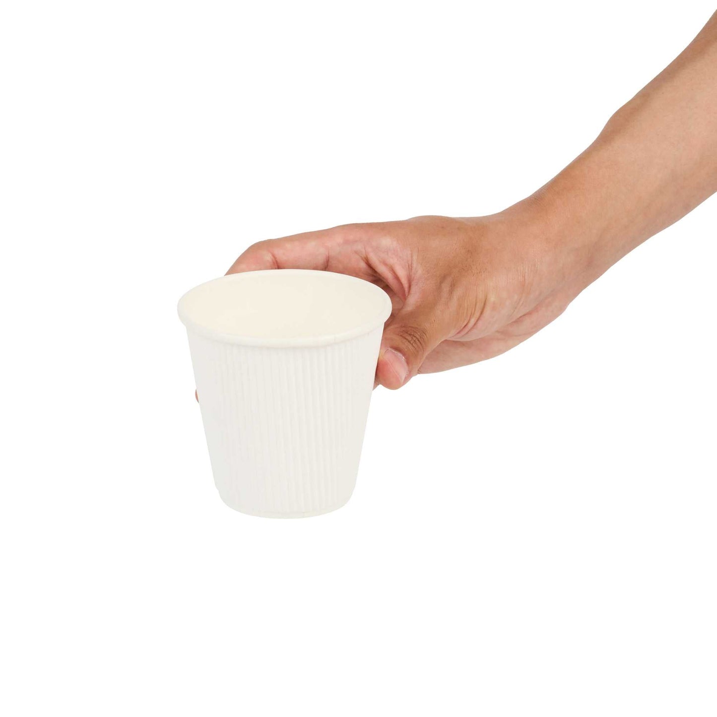 Restpresso 8 oz White Paper Coffee Cup - Ripple Wall - 3 1/2" x 3 1/2" x 3 1/4" - 500 count box