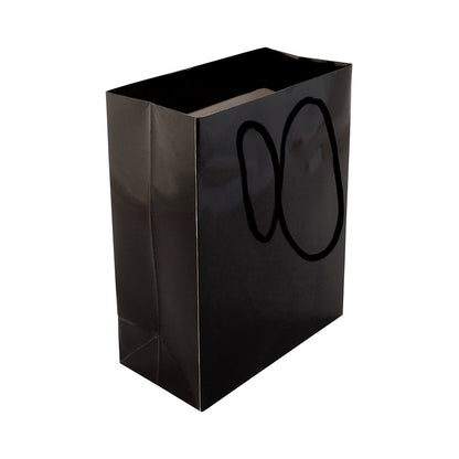 Vogue Rectangle Black Paper Extra Small Shopping and Take Out Bag - Glossy, Rope Handles - 5" x 3" x 5 1/2" - 10 count box