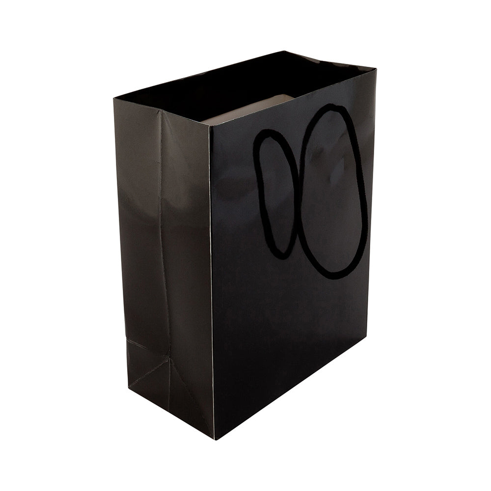 Vogue Rectangle Black Paper Extra Large Shopping and Take Out Bag - Glossy, Rope Handles - 12 1/2" x 5" x 10" - 10 count box