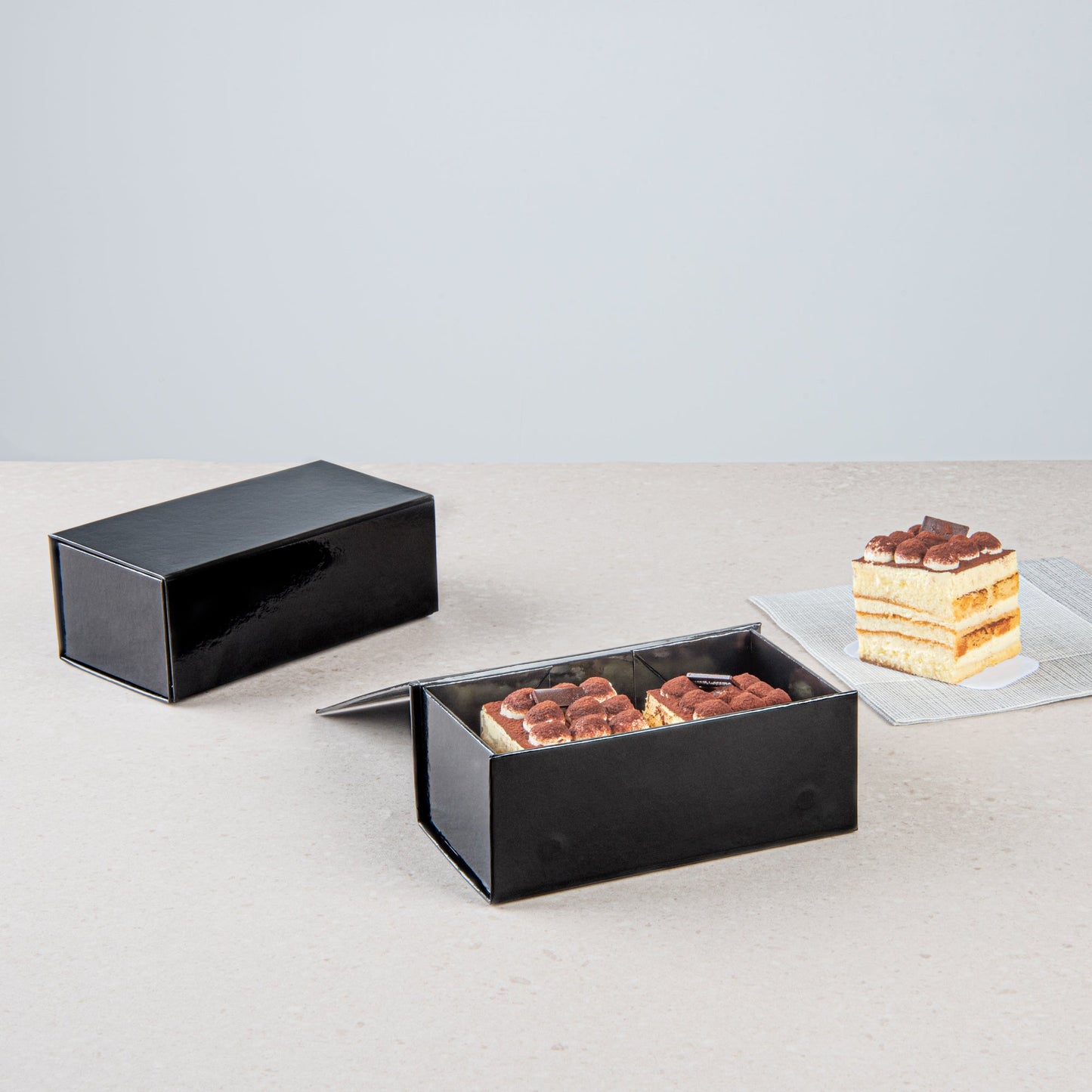 Cater Tek Rectangle Black Paper Small Tic Tac Box - Magnetic - 7" x 4" x 2 3/4" - 10 count box