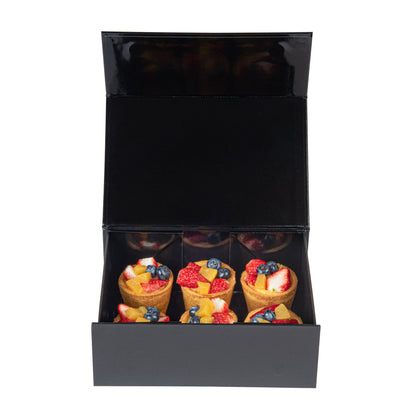 Cater Tek Rectangle Black Paper Medium Tic Tac Box - Magnetic - 9" x 6" x 3 1/2" - 10 count box
