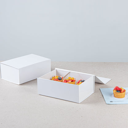 Cater Tek Rectangle White Paper Medium Tic Tac Box - Magnetic - 9" x 6" x 3 1/2" - 10 count box