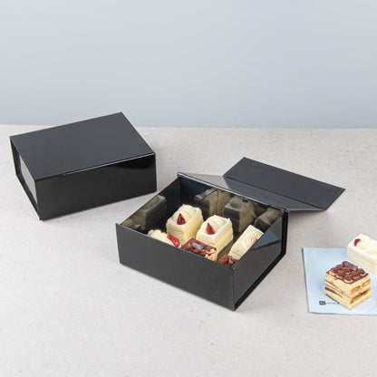 Cater Tek Rectangle Black Paper Large Tic Tac Box - Magnetic - 10 1/2" x 8" x 4" - 10 count box