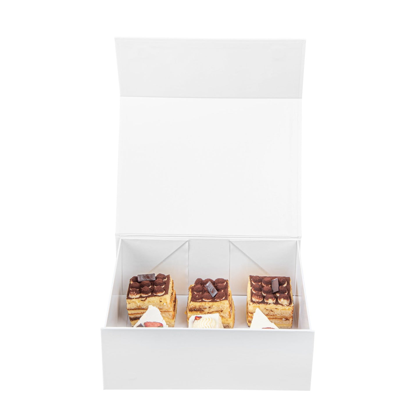 Cater Tek Rectangle White Paper Large Tic Tac Box - Magnetic - 10 1/2" x 8" x 4" - 10 count box