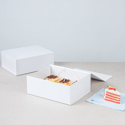 Cater Tek Rectangle White Paper Large Tic Tac Box - Magnetic - 10 1/2" x 8" x 4" - 10 count box