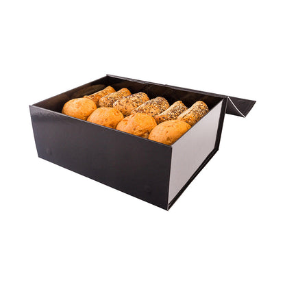 Cater Tek Rectangle Black Paper Extra Large Tic Tac Box - Magnetic - 12" x 10" x 5" - 10 count box