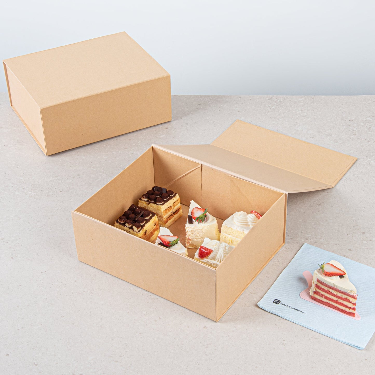 Cater Tek Rectangle Kraft Paper Extra Large Tic Tac Box - Magnetic - 12" x 10" x 5" - 10 count box