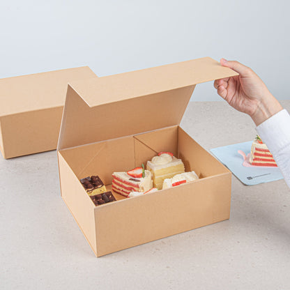 Cater Tek Rectangle Kraft Paper Extra Large Tic Tac Box - Magnetic - 12" x 10" x 5" - 10 count box