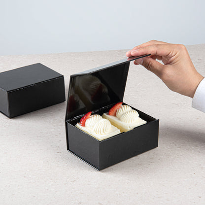 Cater Tek Rectangle Black Paper Extra Small Tic Tac Box - Magnetic - 5" x 4" x 2 1/2" - 10 count box