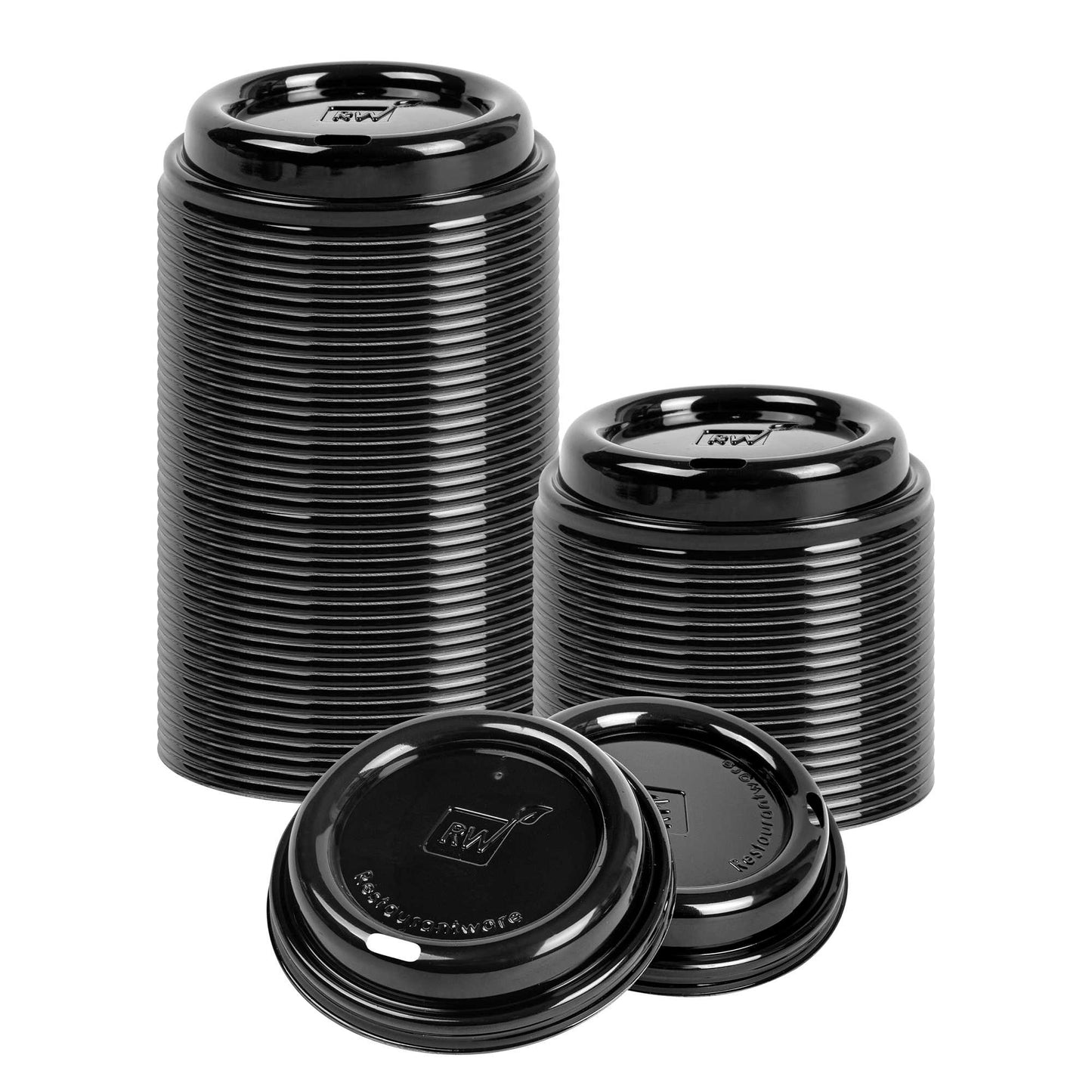 Restpresso Black Plastic Coffee Cup Lid - Fits 8, 12, 16 and 20 oz - 25 count box
