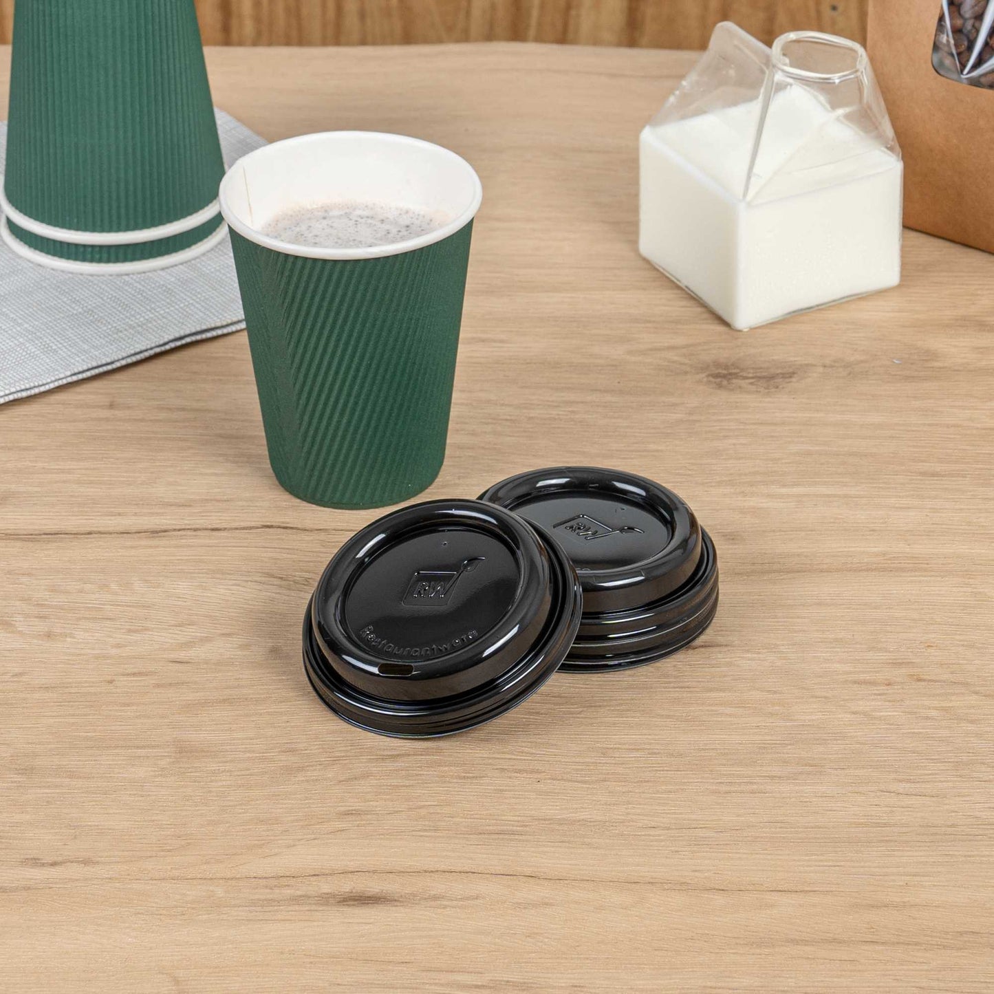 Restpresso Black Plastic Coffee Cup Lid - Fits 8, 12, 16 and 20 oz - 25 count box