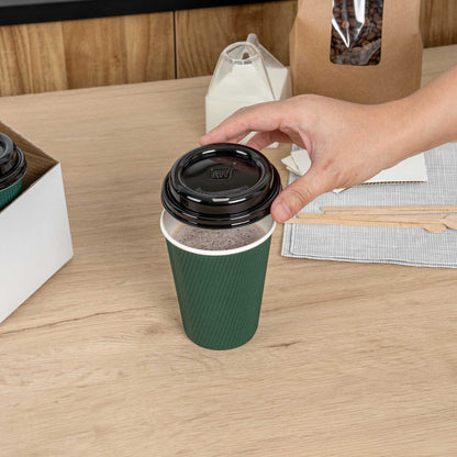 Restpresso Black Plastic Coffee Cup Lid - Fits 8, 12, 16 and 20 oz - 25 count box