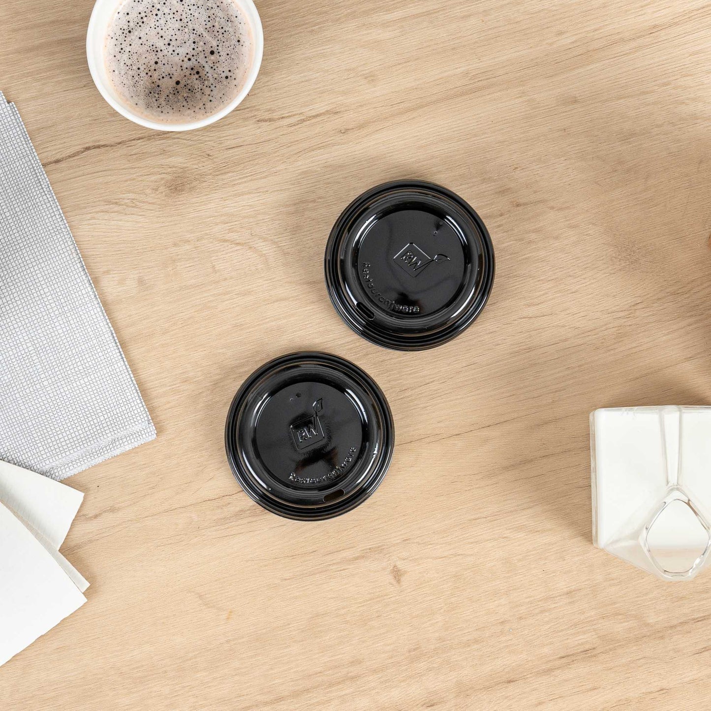 Restpresso Black Plastic Coffee Cup Lid - Fits 8, 12, 16 and 20 oz - 25 count box