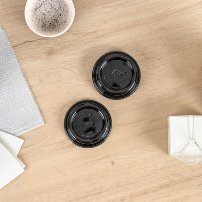 Restpresso Black Plastic Coffee Cup Lid - Fits 8, 12, 16 and 20 oz - 25 count box