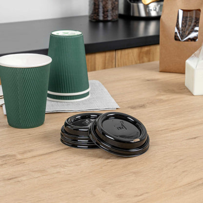 Restpresso Black Plastic Coffee Cup Lid - Fits 8, 12, 16 and 20 oz - 500 count box