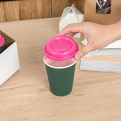 Restpresso Hot Pink Plastic Coffee Cup Lid - Fits 8, 12, 16 and 20 oz - 25 count box