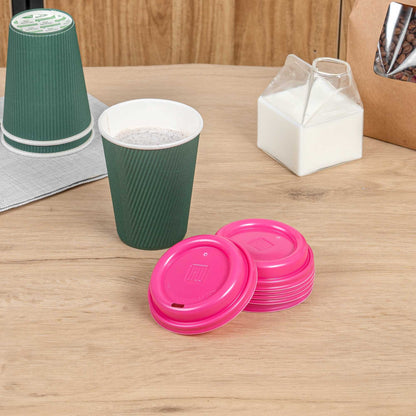 Restpresso Hot Pink Plastic Coffee Cup Lid - Fits 8, 12, 16 and 20 oz - 500 count box