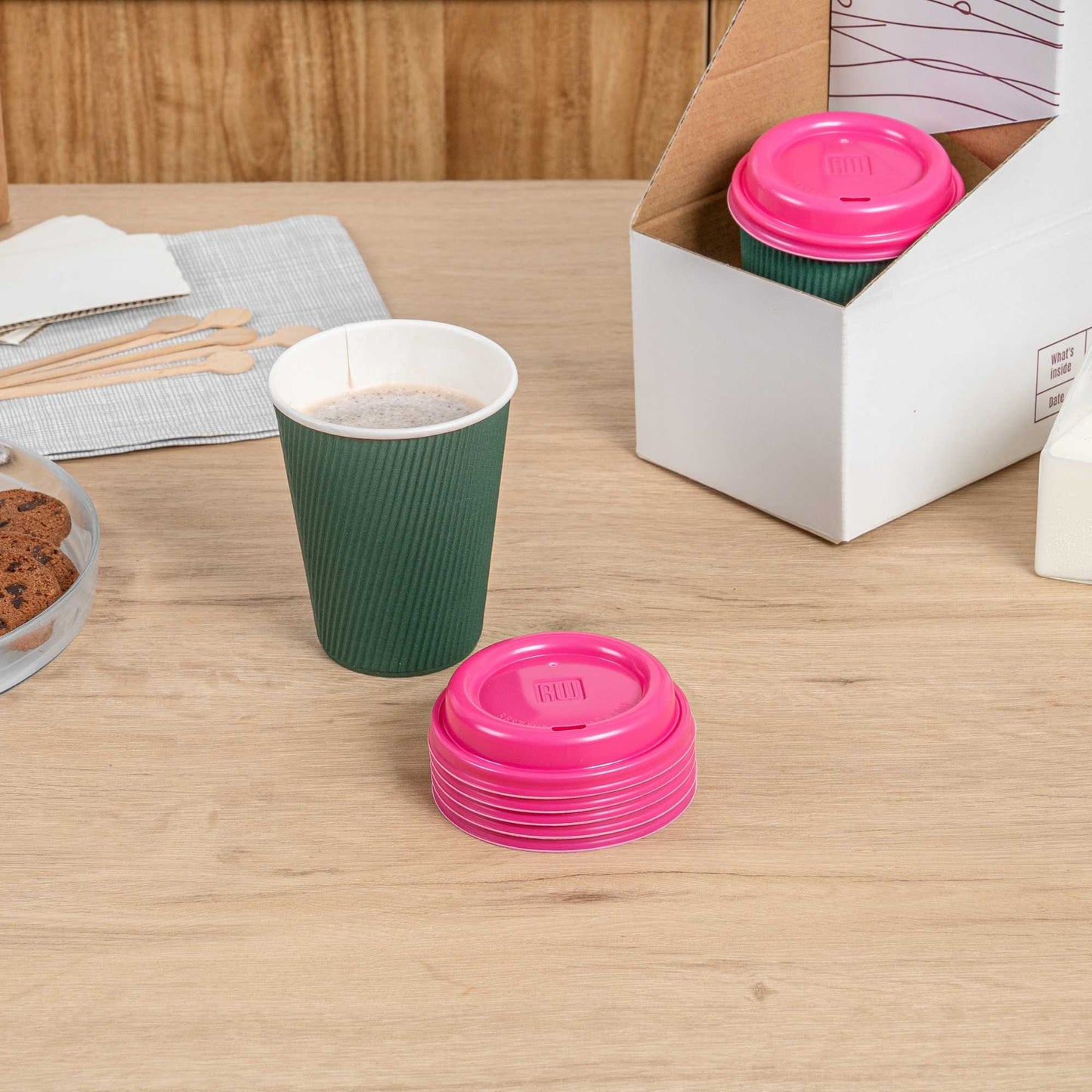 Restpresso Hot Pink Plastic Coffee Cup Lid - Fits 8, 12, 16 and 20 oz - 500 count box