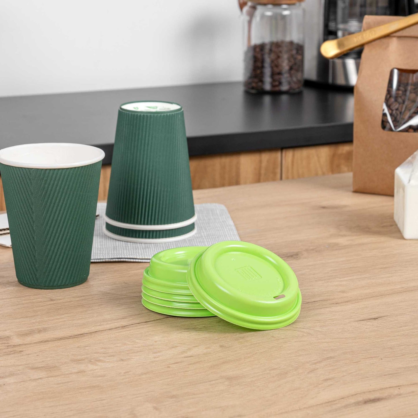 Restpresso Lime Green Plastic Coffee Cup Lid - Fits 8, 12, 16 and 20 oz - 25 count box