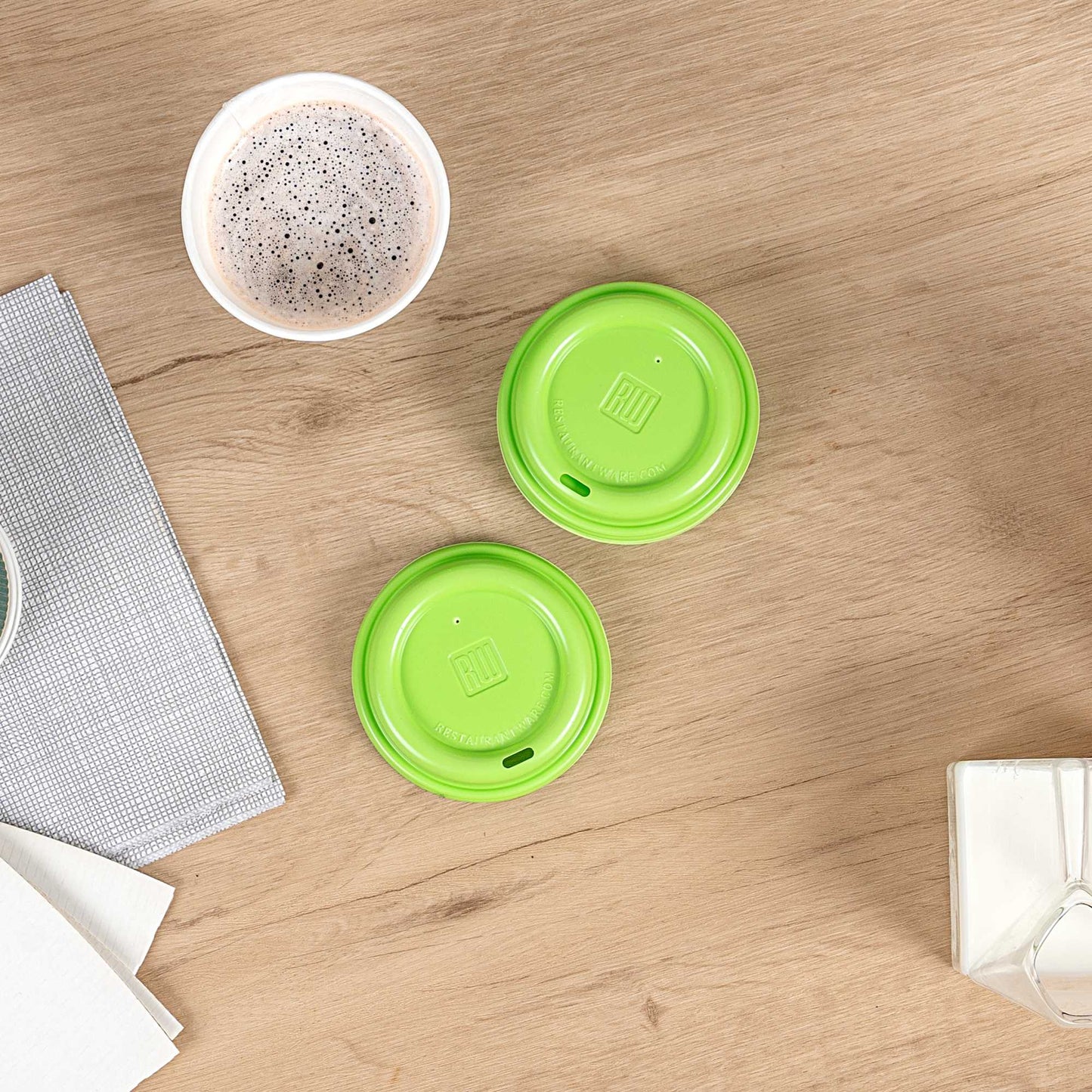 Restpresso Lime Green Plastic Coffee Cup Lid - Fits 8, 12, 16 and 20 oz - 25 count box